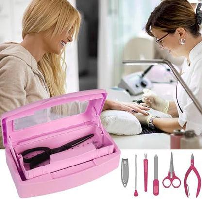 Gusnilo sanitizing tray in a professional salon environment