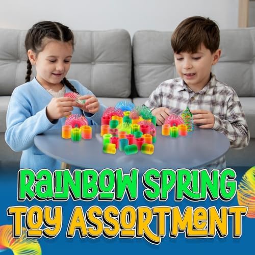Bedwina one point five inch plastic coil toys held by a child showing sensory fidget utility