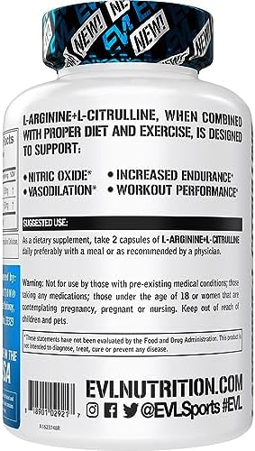 Back of bottle showing L-Arginine and L-Citrulline supplement facts