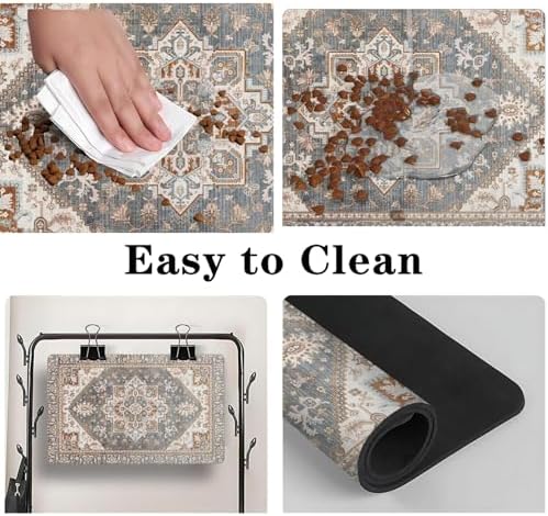 Qxwrel Bohemia Style Dog Food Mat easy to wipe clean