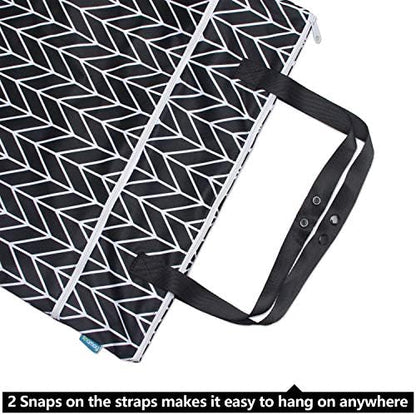 Black arrow pattern Teamoy travel bag hanging on a hook