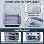 CURMIO barber supplies bag showing upper section with zippered pockets and slots