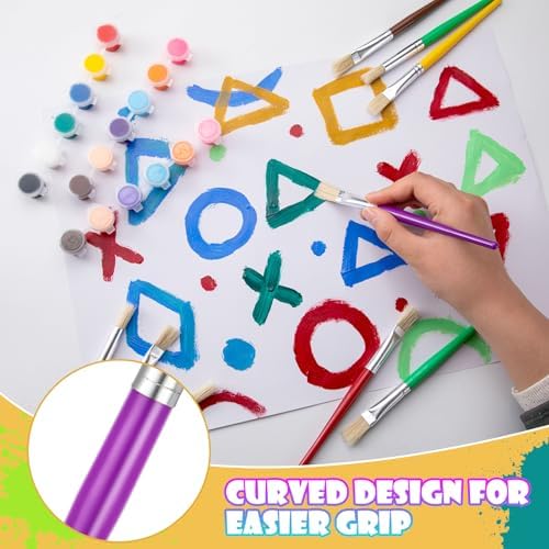 Washable kids paint brush pack showing easy clean maintenance feature