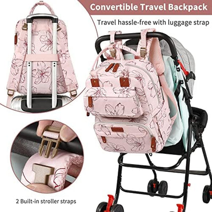 Durable Oxford polyester baby bag backpack showcasing adjustable padded shoulder straps.