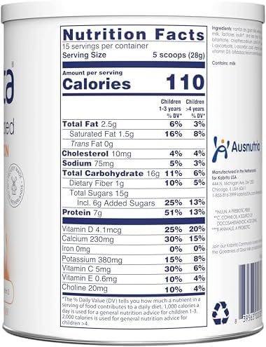 Kabrita USA toddler nutrition powder showing back label with ingredients list
