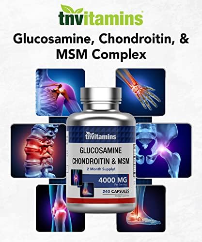 tnvitamins Glucosamine Chondroitin MSM Capsules, 240 Count | 4,000 mg Per Serving | 2,000 mg Glucosamine Sulfate 2KCl + 2,000 mg MSM & Chondroitin Blend | Joint Support Supplement - Image 5