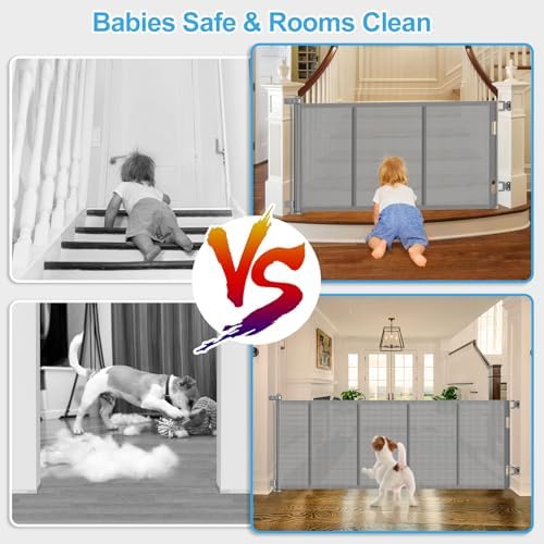 EZIGO 120 inch mesh child safety barrier fully retracted
