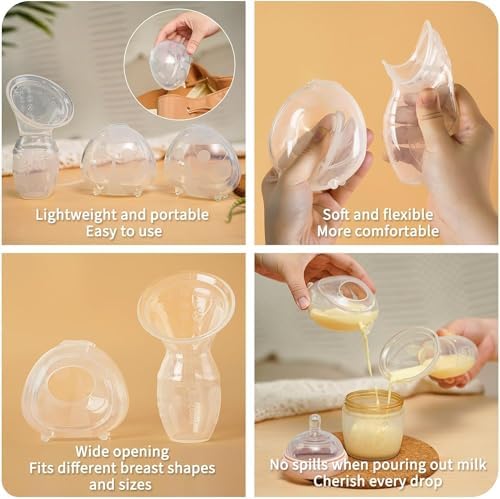 Portable cordless travel friendly breastfeeding manual pump and catcher bundle