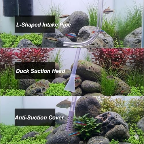 Close-up of the integrated duckbill nozzle and fish strainer.