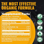 Orange flavored creatine gummies serving size container display