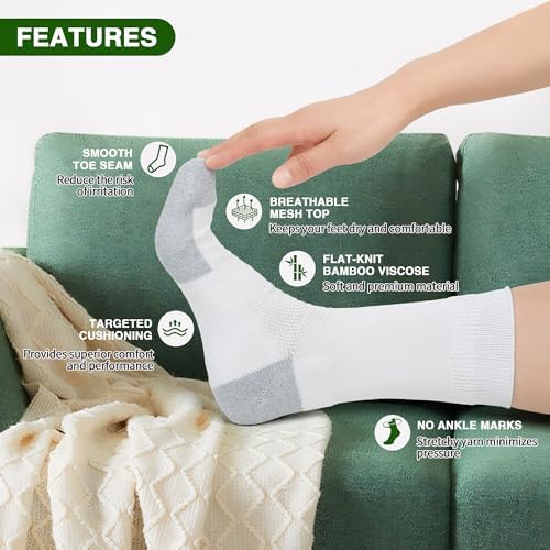 NOLUNT white crew socks showing non-binding top for circulation
