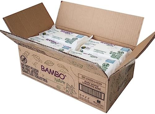 Bambo Nature baby wipes 64 count pack showing ingredient details