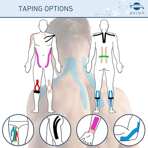 Close up of uncut kinesiology tape with measurement grid on backing