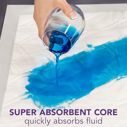 Authentic USA imported Depend night defense adult bed pads box details showing odor block technology.
