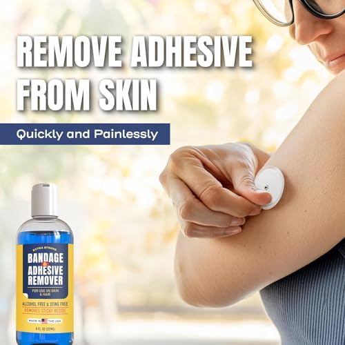 Gentle medical adhesive remover for CGM and colostomy bag care.