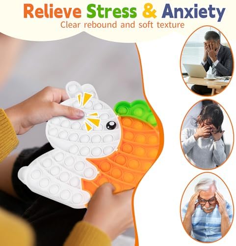 Colorful bunny carrot puzzle popper placed inside a decorative Easter basket