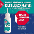 Rid Super Max lice shampoo bottle and nit comb