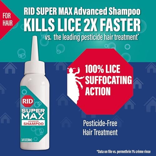 Rid Super Max lice shampoo bottle and nit comb