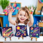 Four pack child safe acrylic paint pots and high quality paint brushes included in art set
