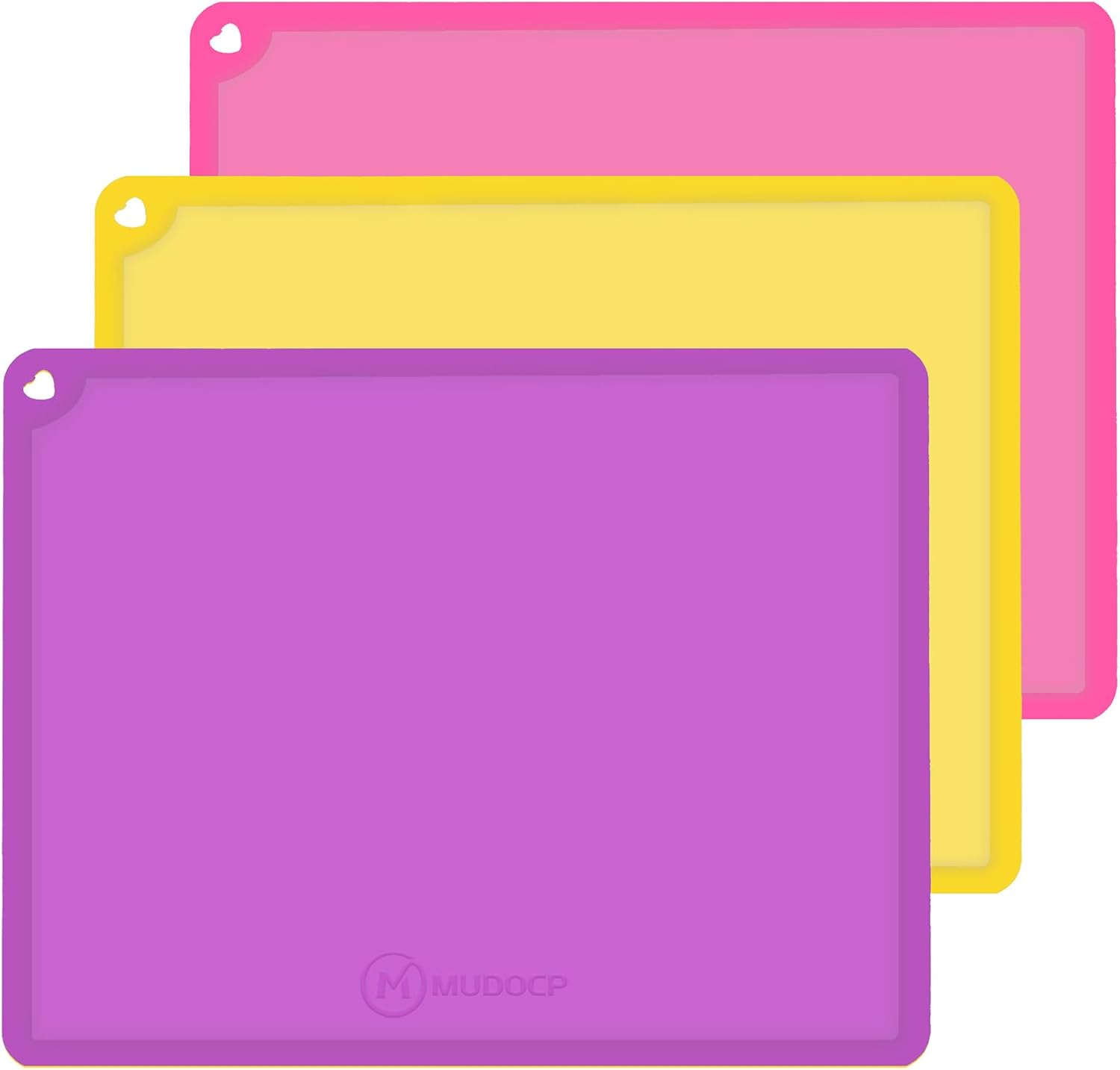 Mudocp silicone placemats for kids front view three pack