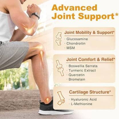 ZEBORA Glucosamine Chondroitin, Joint Supplements for Women/Men, with MSM, Turmeric, Joint Support Supplement, Shellfish-Free, 120 Capsules - Image 4