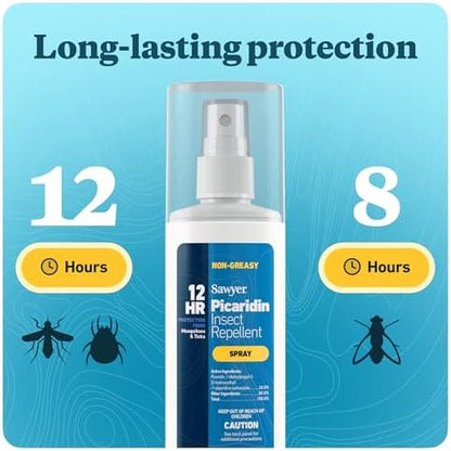 Close up view of the gear safe Sawyer picaridin topical spray nozzle and protective transparent cap