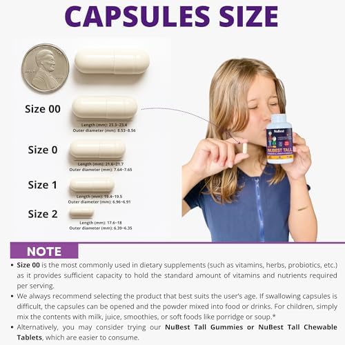 NuBest Tall bone health capsules for children and teenagers back view showing directions.