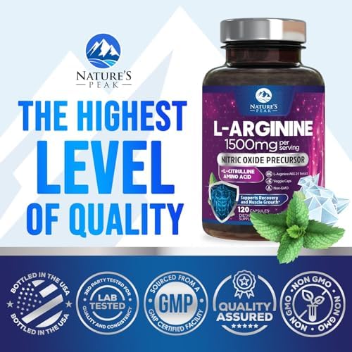 Nature's Peak L-arginine and L-citrulline capsules close up view