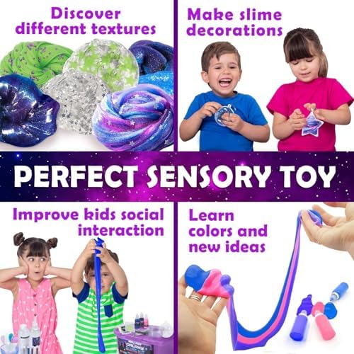 Original Stationery Galaxy Slime Kit purple storage box container with cosmic crafting supplies.