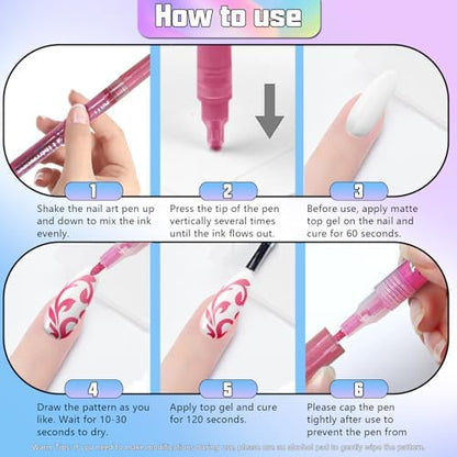 Artist using Colayerist nail paint pens for dotting and lining