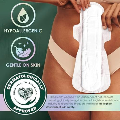 L. organic cotton pads packaging details highlighting pesticide free ingredients.