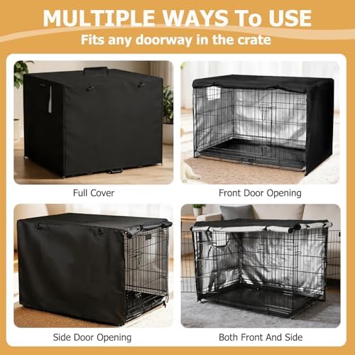 Dalema waterproof polyester pet cover showing the top zipper opening for crate handle
