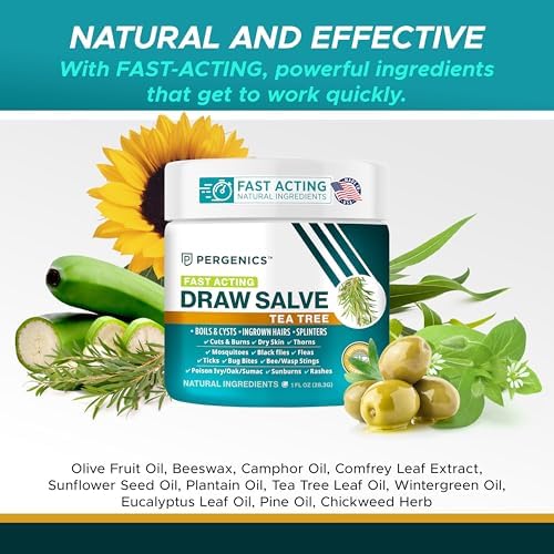 Fast acting draw salve balm application for minor skin rashes and razor burns.