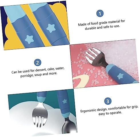 Toyvian stainless steel silverware set for boys and girls on a clean background.
