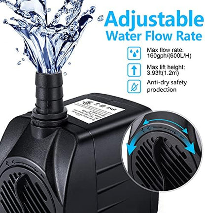 Ten-watt submersible pump installed inside a medium aquarium showing quiet underwater operation.