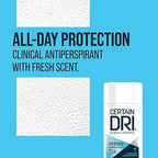 Certain Dri clinical solid antiperspirant stick back label and ingredient details