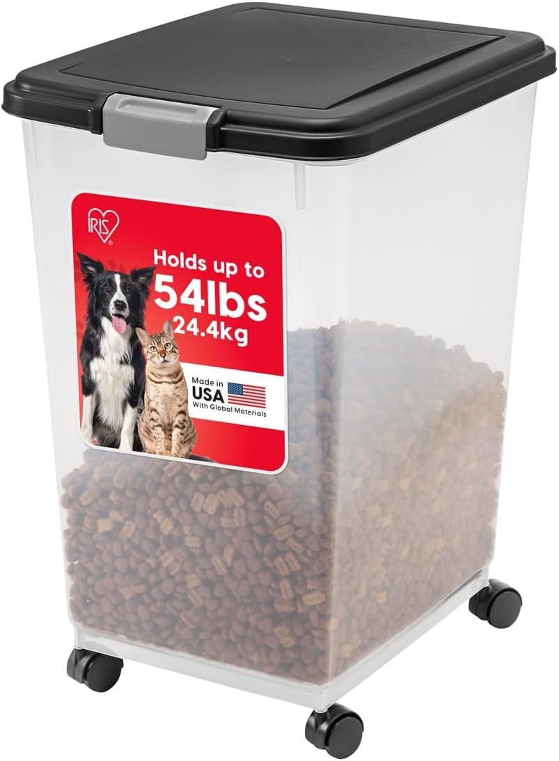 IRIS USA Airtight Dog Food Storage Container, Up to 30 lbs, Attachable Wheels, for Dog Cat Bird and other Pet Food Storage Bin, Keep Fresh, Easy Mobility, BPA Free, Black - Image 11