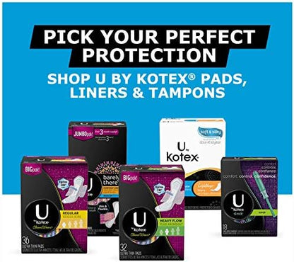 Side view of Kotex Barely There packaging showing count and size details.
