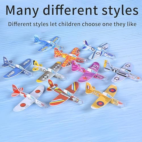 Assorted vibrant printed designs of the four inch miniature aviation toys spread out.