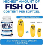 Arazo Nutrition omega 3 fish oil bottle back label supplement facts