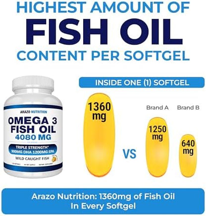 Arazo Nutrition triple strength omega three fish oil nutritional facts panel