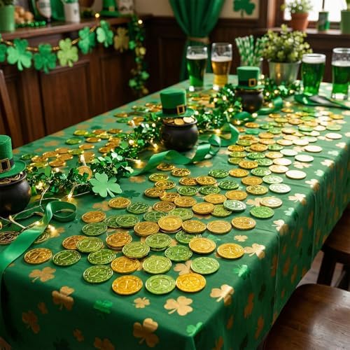 Vicroic premium plastic St Patricks Day coins showcasing their one point three eight inch diameter and thickness dimensions