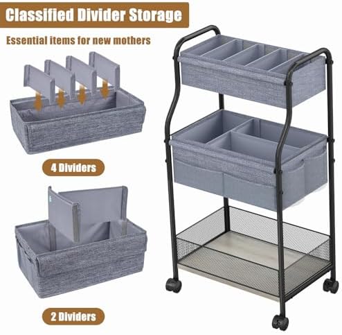 Rolling utility cart for baby nursery essentials