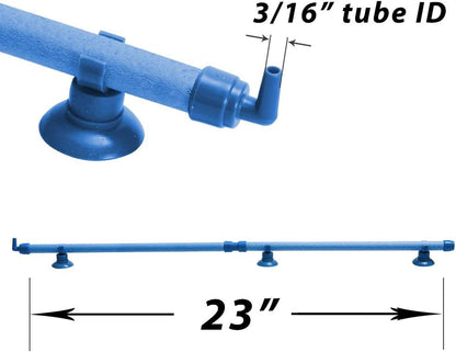 Quickun 23 inch oxygen diffuser bar showing the flexible blue tubing and secure rubber suction cups.