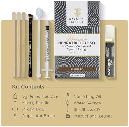 Parallel Products professional spot coloring kit box contents displayed for root touch up