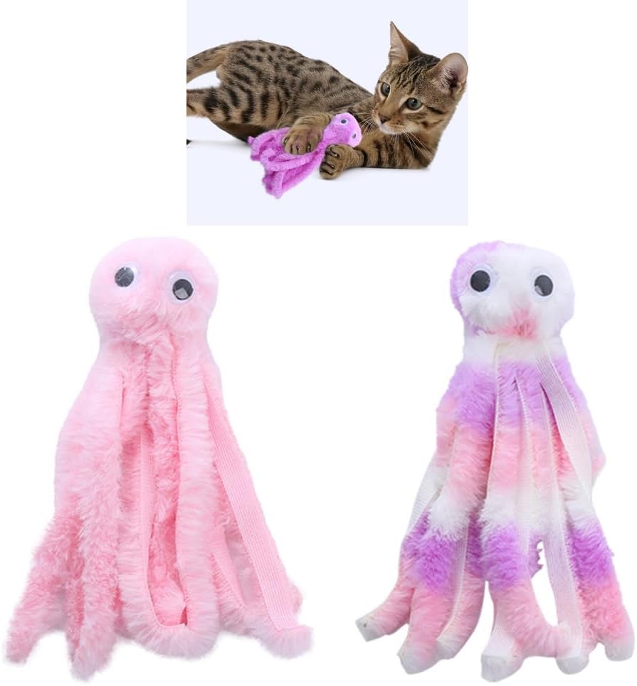 Durable cartoon octopus pet supply item ideal for teething kittens