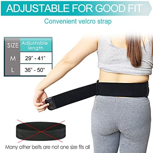 Back view of the adjustable hook-and-loop closure mechanism on the abdominal support band