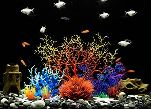 Sturdy black base of the artificial coral ornament holding the colorful structure upright.