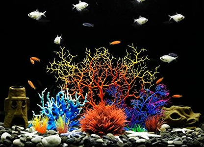 Sturdy black base of the artificial coral ornament holding the colorful structure upright.