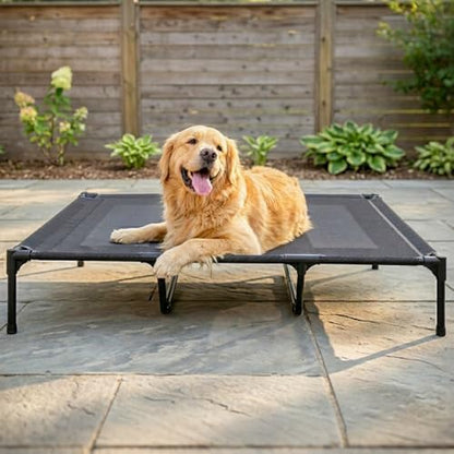 suddus Elevated Dog Bed for Large Dogs 120lb, Breathable Cooling Raised Dog Cot with Dual Support Bars & Metal Frame, No-Slip Feet, Waterproof Pet Bed for Indoor/Outdoor, X-Large, 48 * 36 * 9in, Grey - Image 2